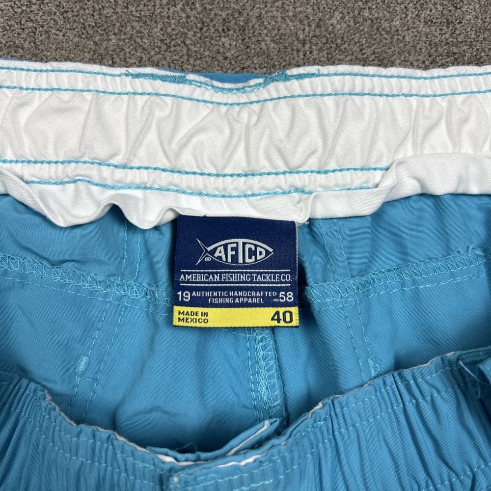 AFTCO Shorts Mens Performance Fishing 40 6" Inseam Blue Nylon Elastic Waist - Picture 3 of 8